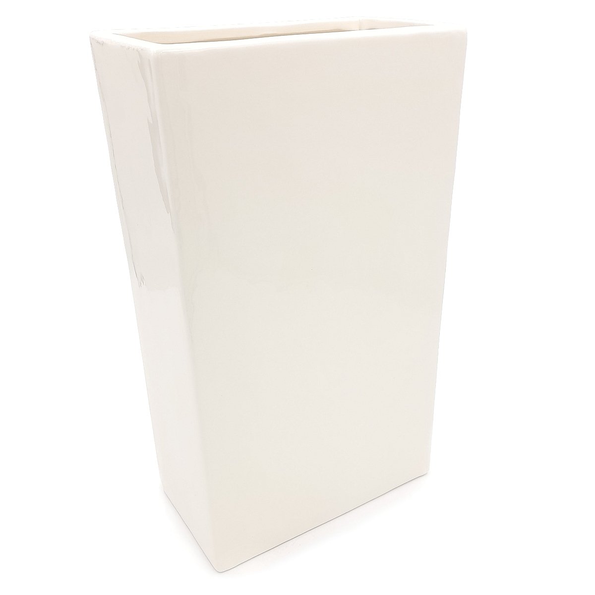 Wazon ceramiczny biały na kwiaty wysoki osłonka doniczka 35 cm