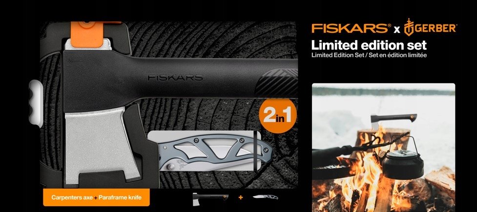 FISKARS ZESTAW SIEKIERA CIESIELSKA S X10+NÓŻ