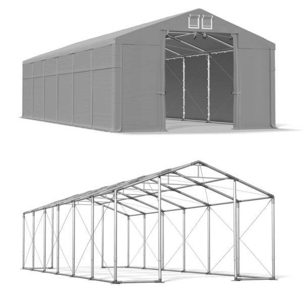 Namiot Magazynowy Całoroczny 8x12x3 Szary WINTER PLUS MMS