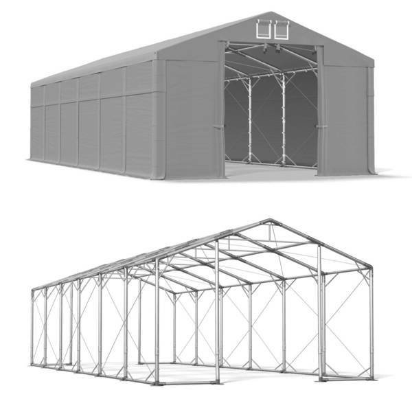 Namiot Magazynowy Całoroczny 8x12x3 Szary POLAR MSD