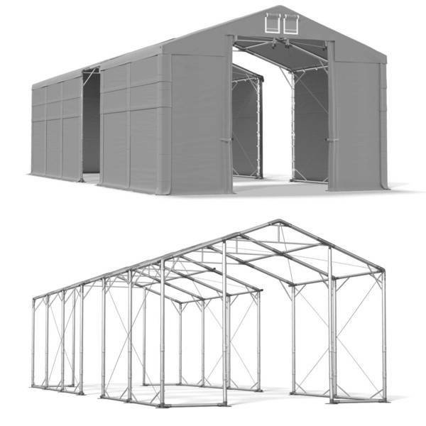 Namiot Magazynowy Całoroczny 8x15x4 Szary POLAR MS/SD