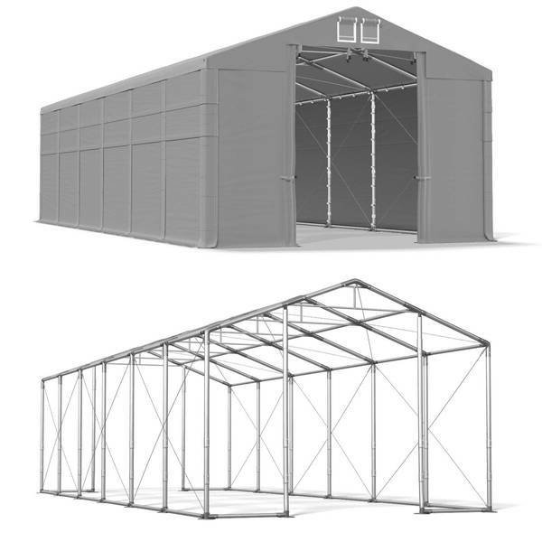 Namiot Magazynowy Całoroczny 5x12x3,5 Szary WINTER PLUS MSD