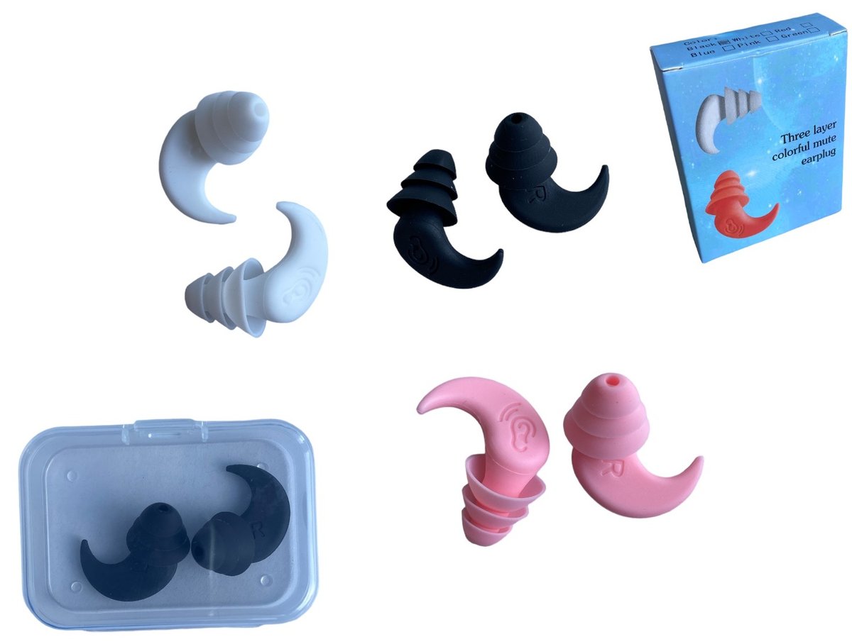 Zatyczki Stopery Silikonowe Do Uszu Spania W Etui 3 Kolory Potrójna Ochrona