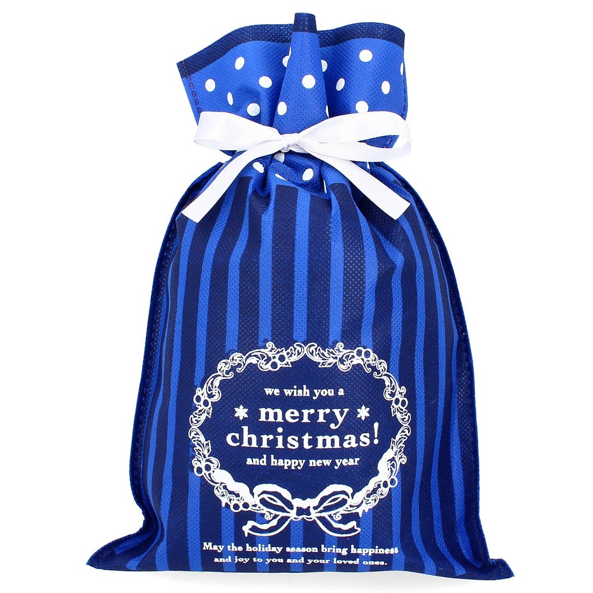 Worek na prezenty niebieski merry christmas świąteczna torebka 30×45 cm