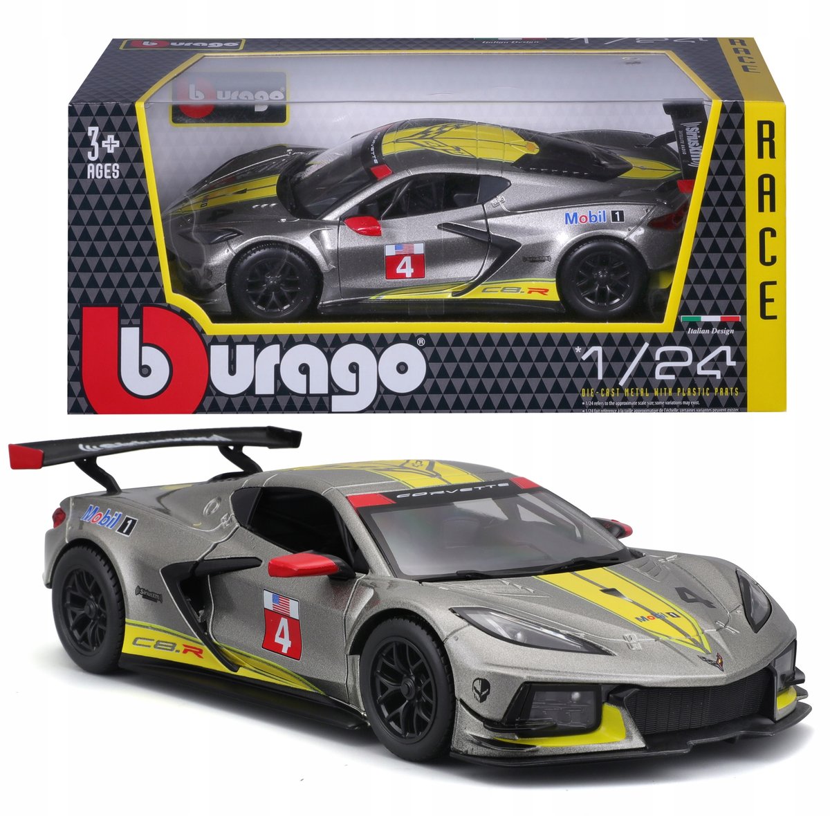 Chevrolet Corvette C8.R 2020 DAYTONA 1:24 Bburago 28024 SAMOCHÓD WYŚCIGOWY