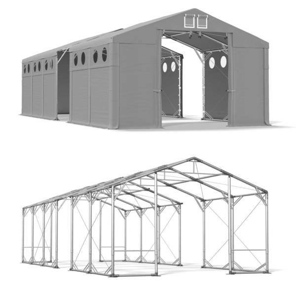 Namiot Magazynowy Całoroczny 8x20x3 Szary POLAR PLUS MMSO