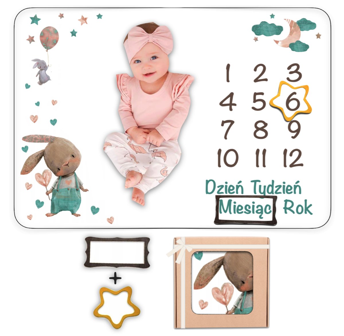 Foto kocyk dla dziecka Mata do zdjęć w pudełku na prezent