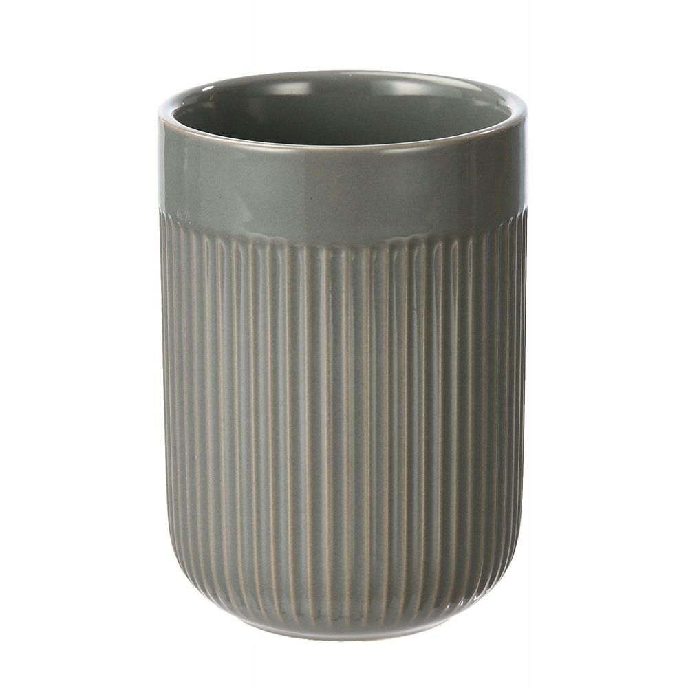 KUBEK POJEMNIK ŁAZIENKOWY NA SZCZOTECZKI PĘDZLE, SZARY, CERAMIKA