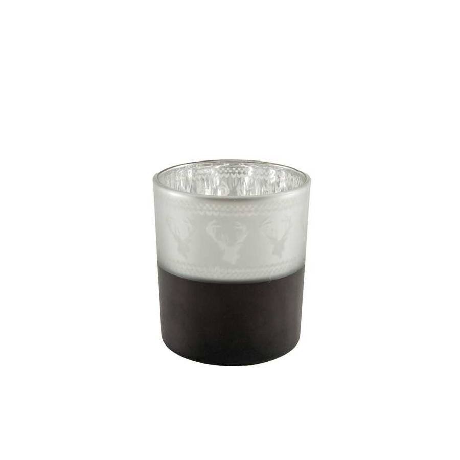 Kielich świecznik Lampion czarno-srebrny srebrny