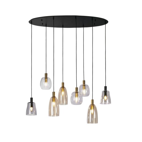 Divine lampa wisząca 8xE14 czarna/multikolor 36463-8BK