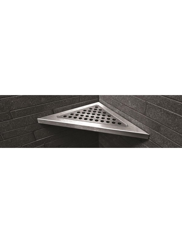 Unidrain Soap shelf | corner | stainless steel brushed: classic