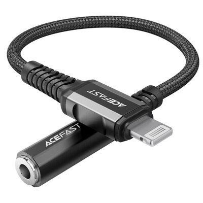 Acefast Acefast kabel audio MFI Lightning - 3,5mm mini jack (żeński) 18cm, AUX czarny (C1-05 black) C1-05-L-3,5mm black