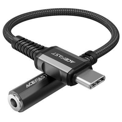 Acefast Acefast kabel audio USB Typ C - 3,5mm mini jack (żeński) 18cm, DAC, AUX czarny (C1-07 black) C1-07-C-3,5mm black