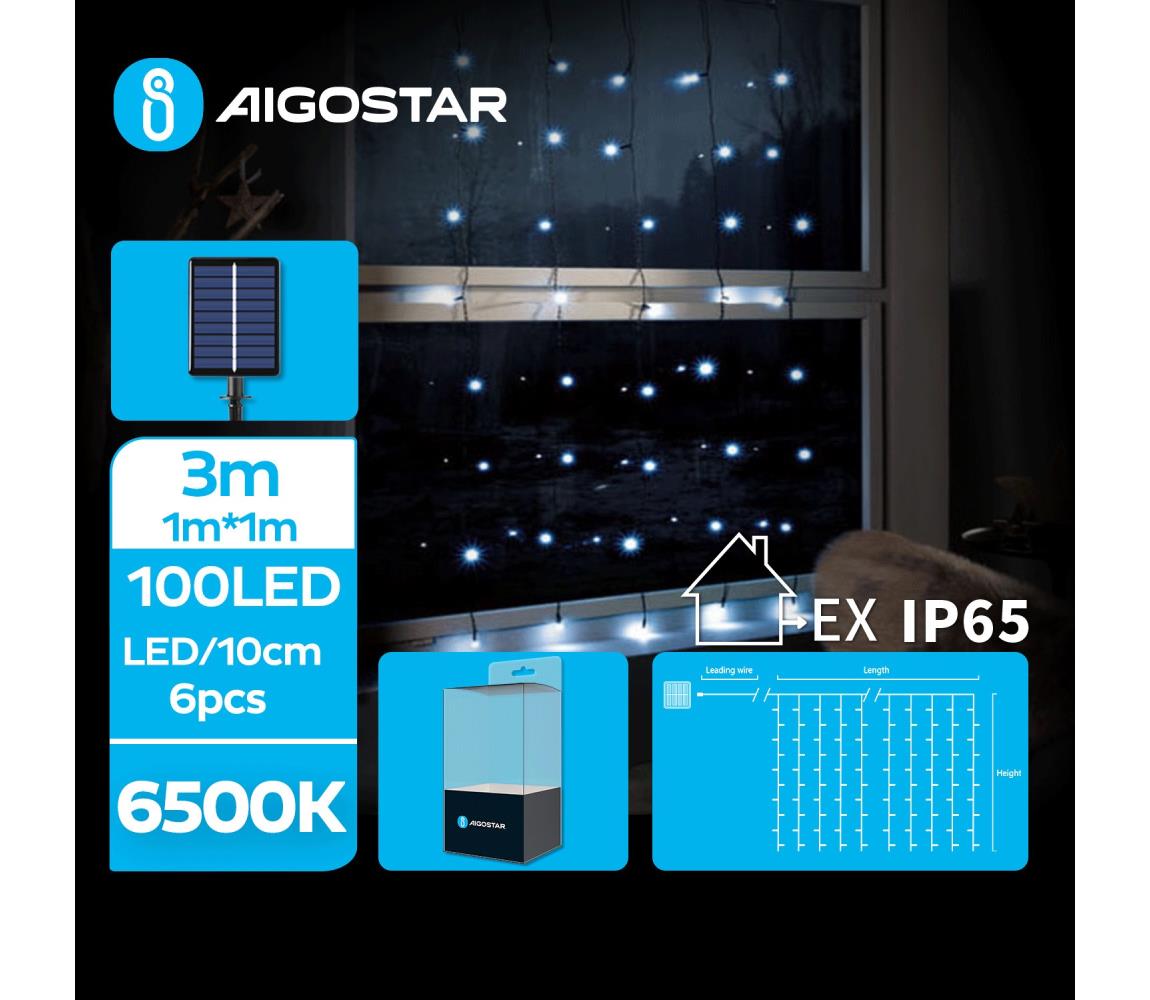 Aigostar - LED Solarny łańcuch bożonarodzeniowy 100xLED/8 funkcji 4x1m IP65 zimny biały