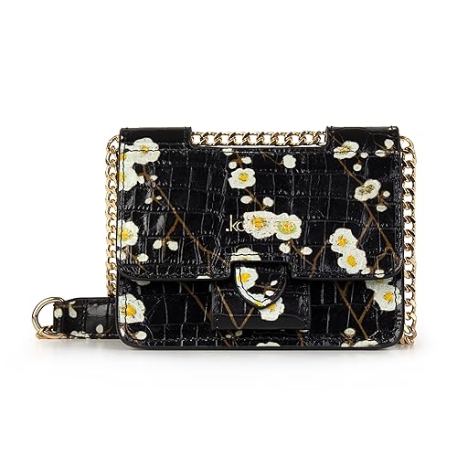 Kate Lee Mini Torba Ophelia cro Czarne Kwiaty, Pasek na ramię Kobiety, czarny