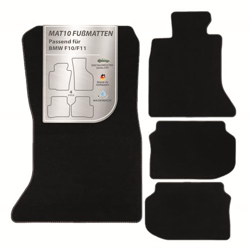 MAT 10 – BMW serii 5 F10/F11 dywaniki z weluru | 4-częściowy zestaw dywaników samochodowych | trwała jakość oryginalnego wyposażenia Made in Germany | BMW F10/F11 (rok produkcji 2010-2013)