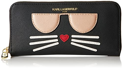 Karl Lagerfeld Paris Hermine Continental Zip Around portfel, głęboki czarno-złoty, jeden rozmiar