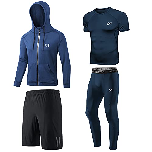 MEETYOO Męska koszulka kompresyjna, legginsy sportowe, spodnie do biegania, funkcjonalna koszulka dla mężczyzn, spodnie kompresyjne, odzież funkcjonalna do biegania, siłowni, fitness