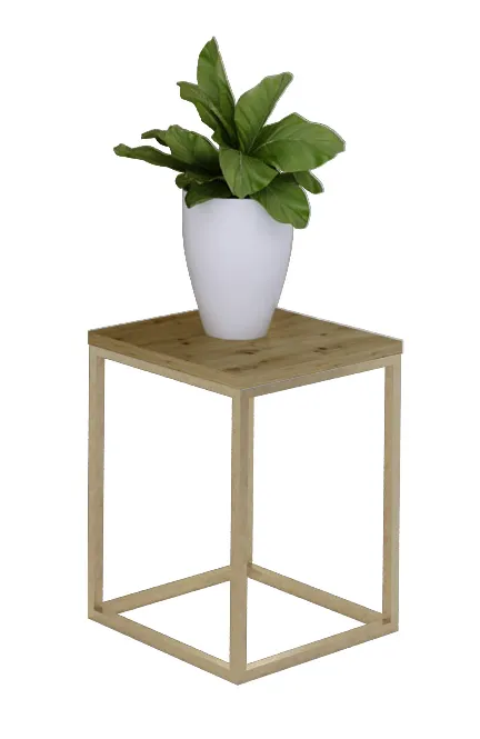 Stojący kwietnik w stylu glamour złoty + dąb artisan P2-D29