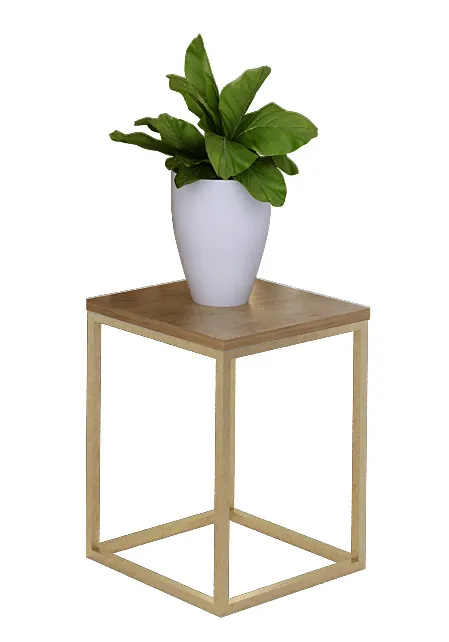 Nowoczesny stojak na kwiaty złoty + dąb lancelot M0-M69