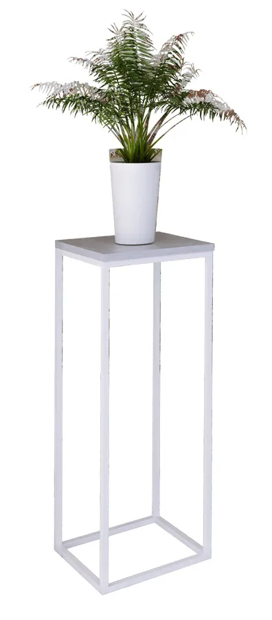 Nowoczesny kwietnik z metalowym stelażem biały + beton P7-P30