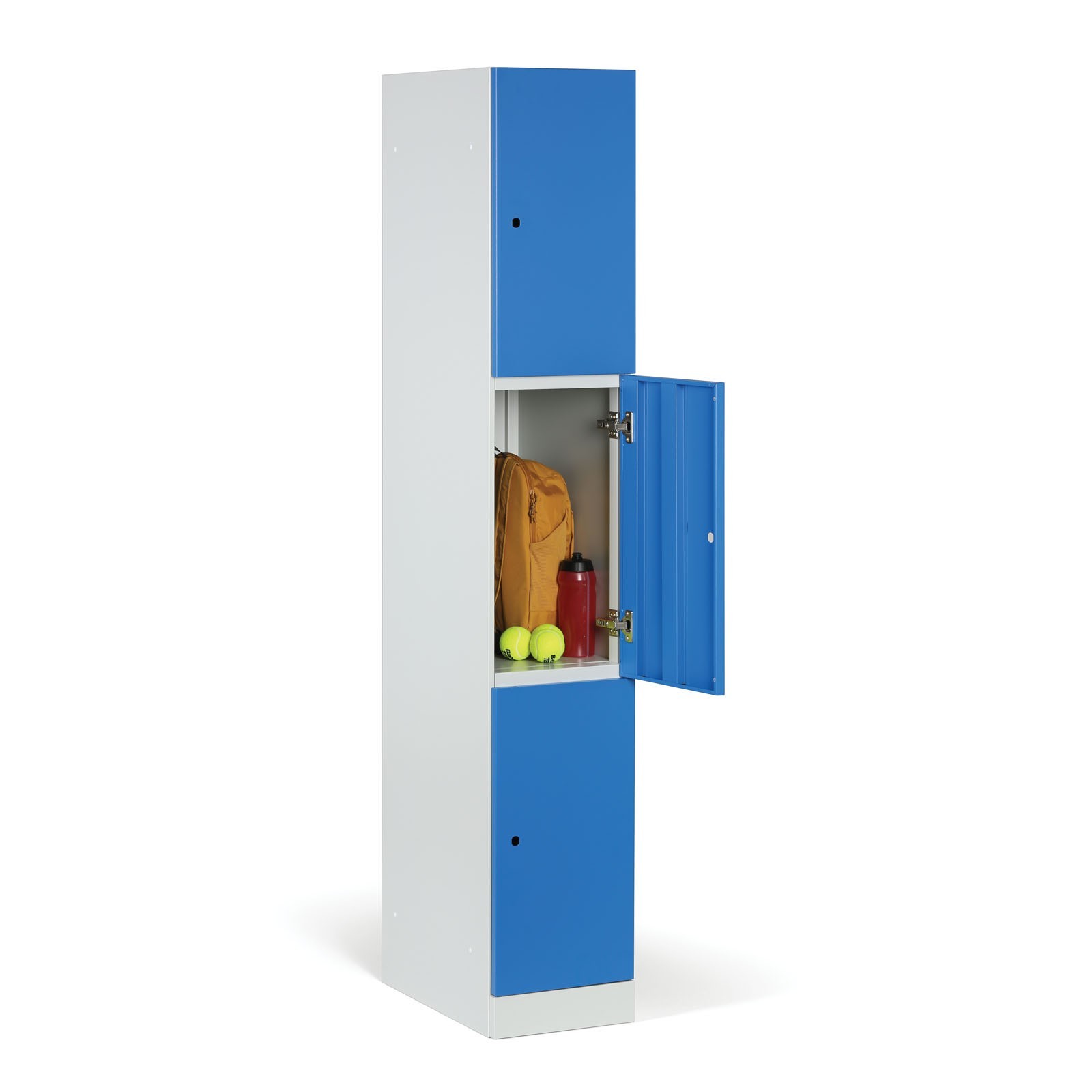 Szafka ubraniowa ze schowkami, 3 schowki, 1850 x 300 x 500 mm, zamek z czytnikiem kart RFID, drzwi laminowane, brzoza