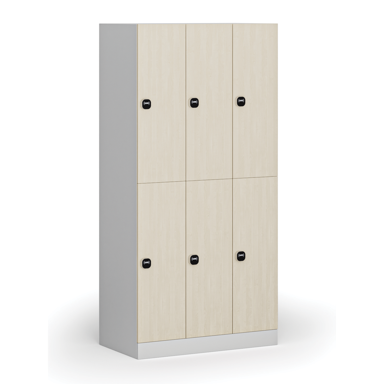 Szafka skrytkowa, 6 schowków, 1850 x 900 x 500 mm, zamek RFID, drzwi laminowane, brzoza