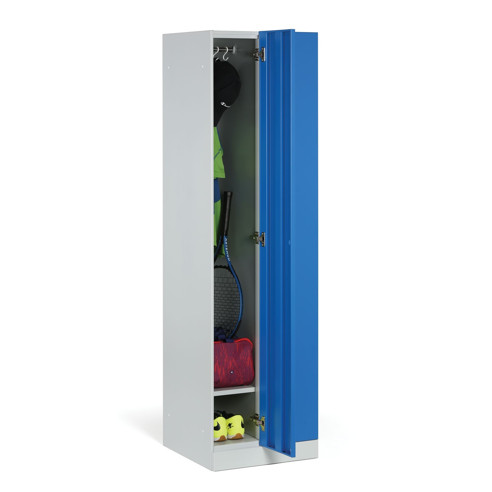 Szafka ubraniowa metalowa, 2 szafki, 1850 x 500 x 500 mm, zamek z czytnikiem kart RFID, drzwi laminowane, dąb naturalny