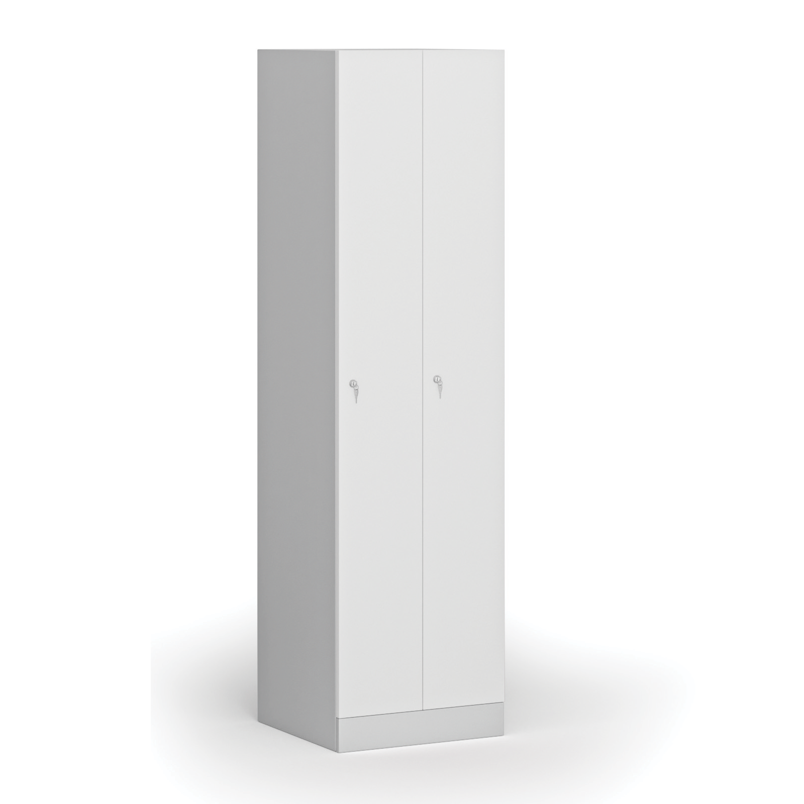 Szafka ubraniowa metalowa, 2 szafki, 1850 x 500 x 500 mm, zamek cylindryczny, drzwi laminowane, biała