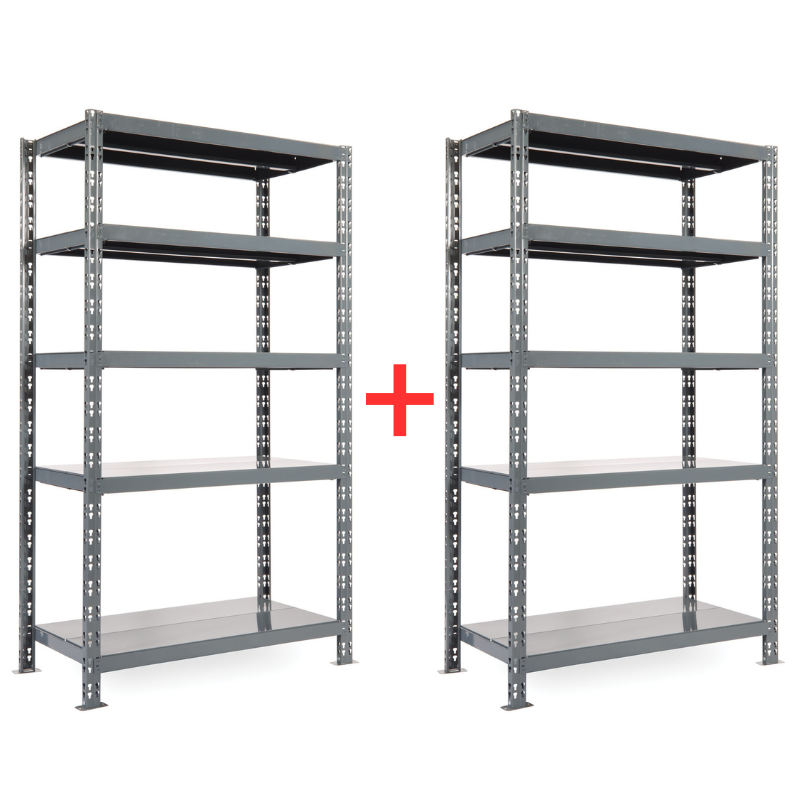 Regał półkowy 1+1 GRATIS, 1800x1600x400 mm, 5 półek, nośność półki 200 kg, podstawowy