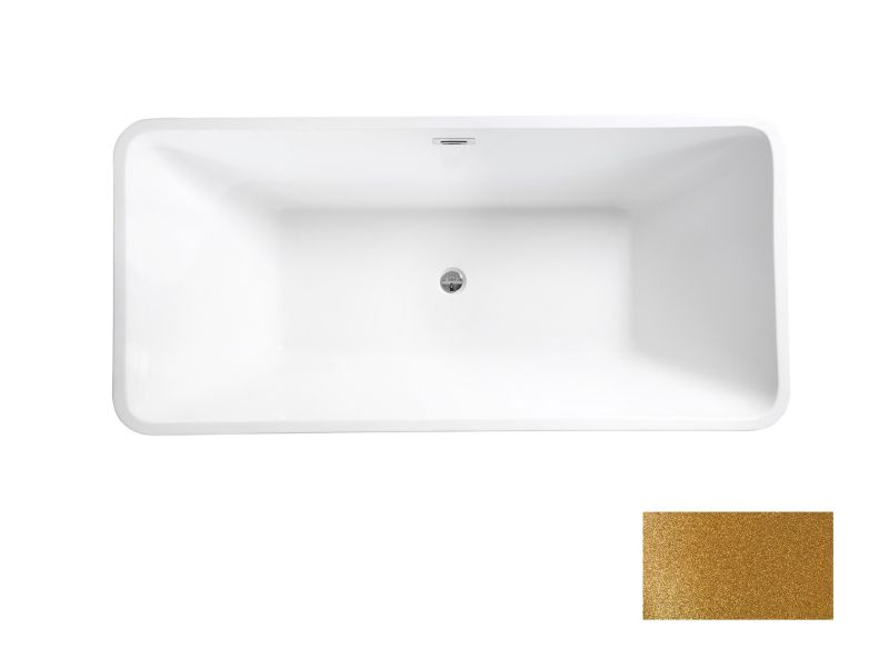 Besco Evita Glam Wanna wolnostojąca 160x80 cm biały połysk/złoty + maskownica syfonu z przelewem biała WA-160-EZB - odbiór osobisty: Kraków, Warszawa