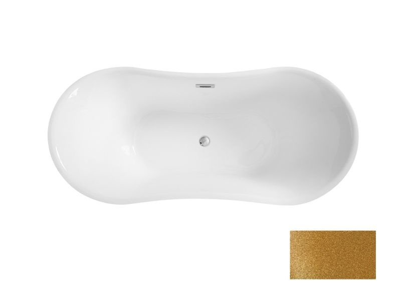 Besco Amber Glam Wanna wolnostojąca 170x80 cm biały połysk/złoty + maskownica syfonu z przelewem biała WA-170-AZB - odbiór osobisty: Kraków, Warszawa