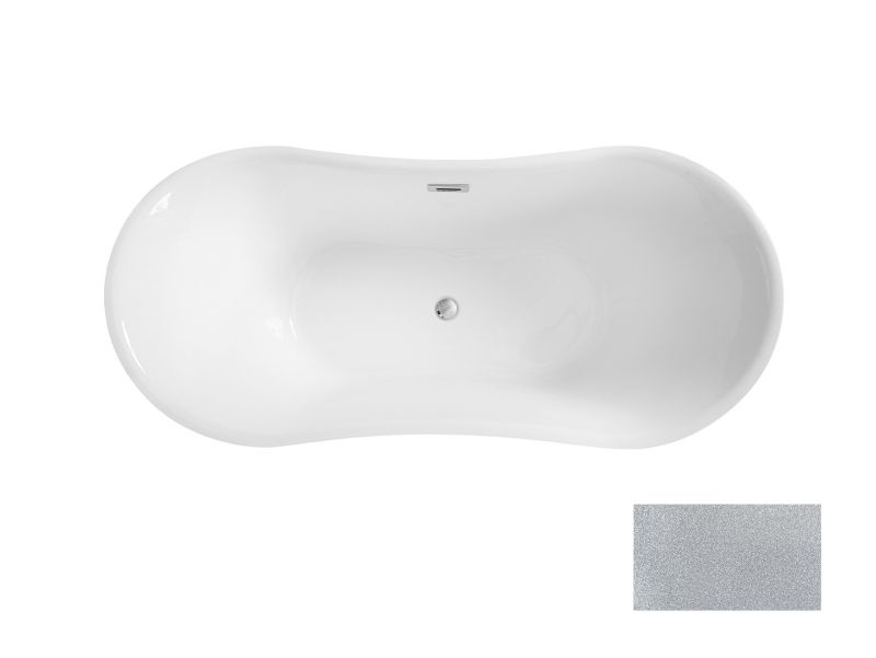 Besco Amber Glam Wanna wolnostojąca 170x80 cm biały połysk/srebrny + maskownica syfonu z przelewem biała WA-170-ASB - odbiór osobisty: Kraków, Warszawa