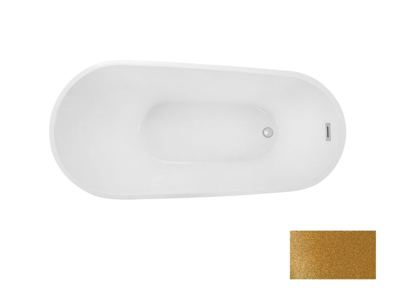 Besco Melody Glam Wanna wolnostojąca 170x80 cm biały połysk/złoty + maskownica syfonu z przelewem czarna WA-170-MZC - odbiór osobisty: Kraków, Warszawa