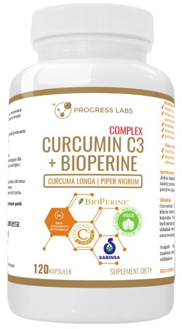 Progress Labs, Curcumin C3 Complex 500mg Bioperine 10mg, 120 Kaps.