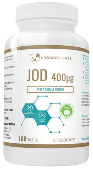 Progress Labs, Jod Jodek Potasu 400µg Potassium Iodide, 180 tab.
