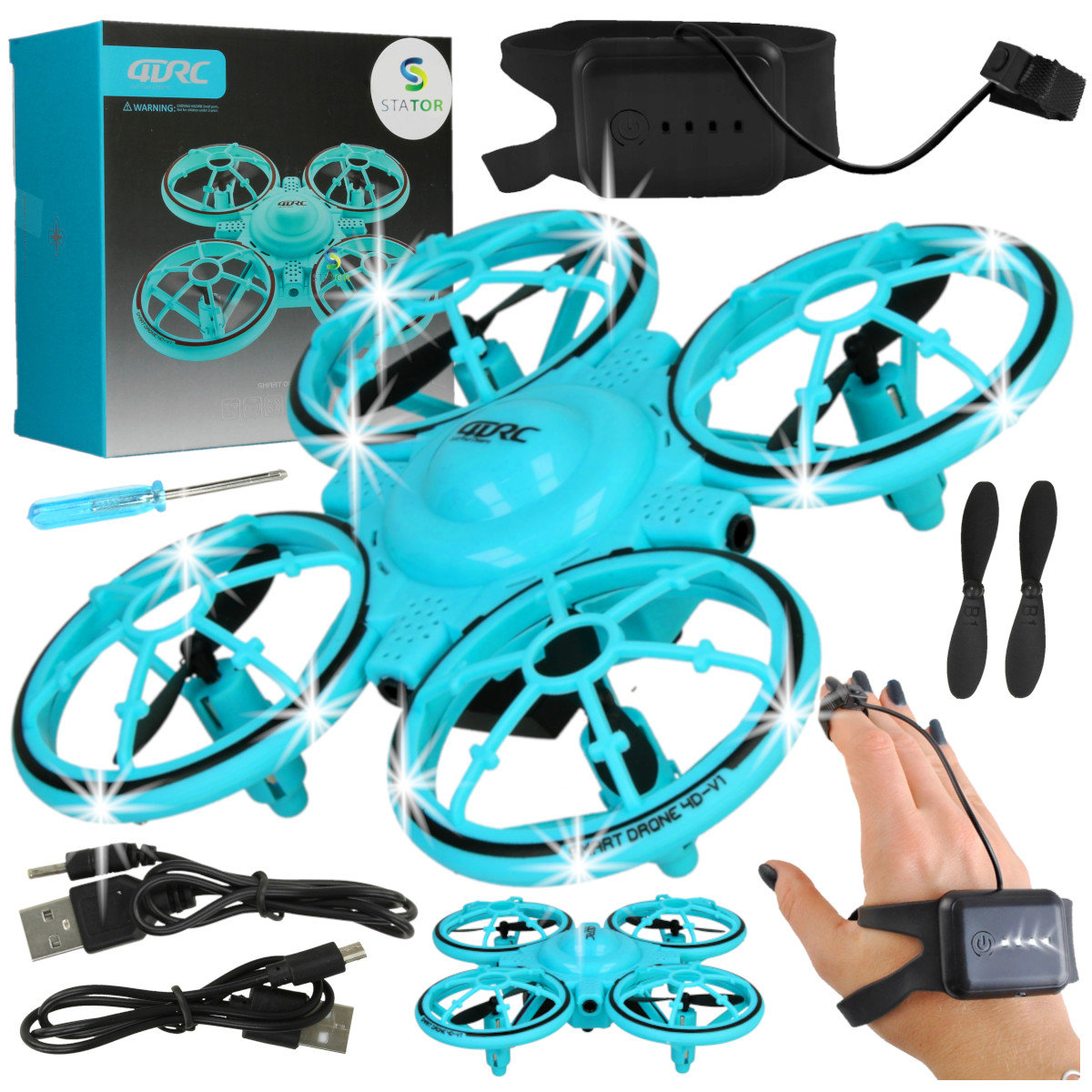 DRON Mini Zdalnie Sterowany Ręką Palcem Lewitujący Smart Dron Zabawka LED Z674
