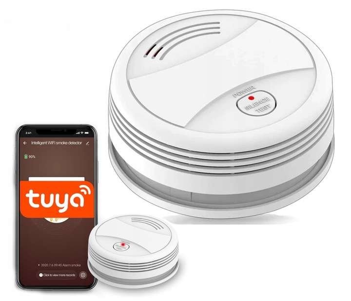 Bezprzewodowy czujnik dymu WiFi kompatybilny z aplikacją TUYA HUXGO HXA443