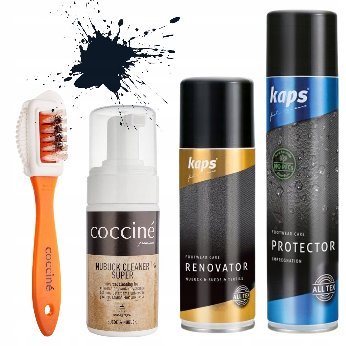 Zestaw Pfc Free 400 Ml+Renov Navy (117) 200 Ml - Kaps + Szczotka + Pianka Coccine