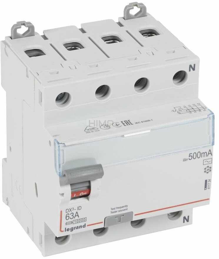 Legrand WYŁĄCZNIK RÓŻNICOWOPRĄDOWY P 304 4P 63A 500MA TYP AC SERII DX3M, 411734
