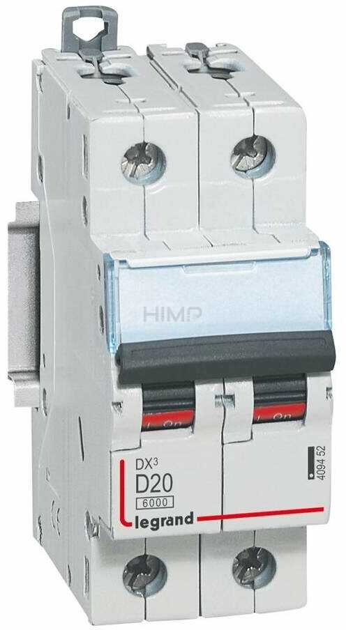 Legrand WYŁĄCZNIK NADPRĄDOWY S 312 2P D 20A 10000A SERII DX3 409452