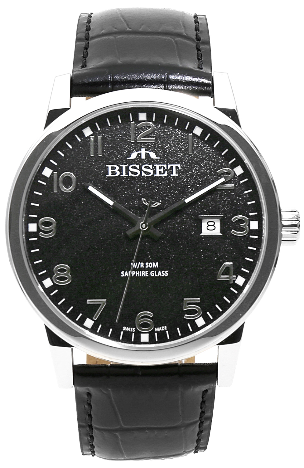 Zegarek Bisset BIS183 BSCE62 srebrny czarny - Natychmiastowa WYSYŁKA 0zł (DHL DPD INPOST) | Grawer 1zł | Zwrot 100 dni