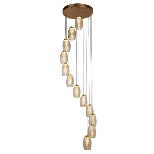 Cyclone lampa wisząca 12xLED/5,33W brązowa/bursztynowa 7291-12CP