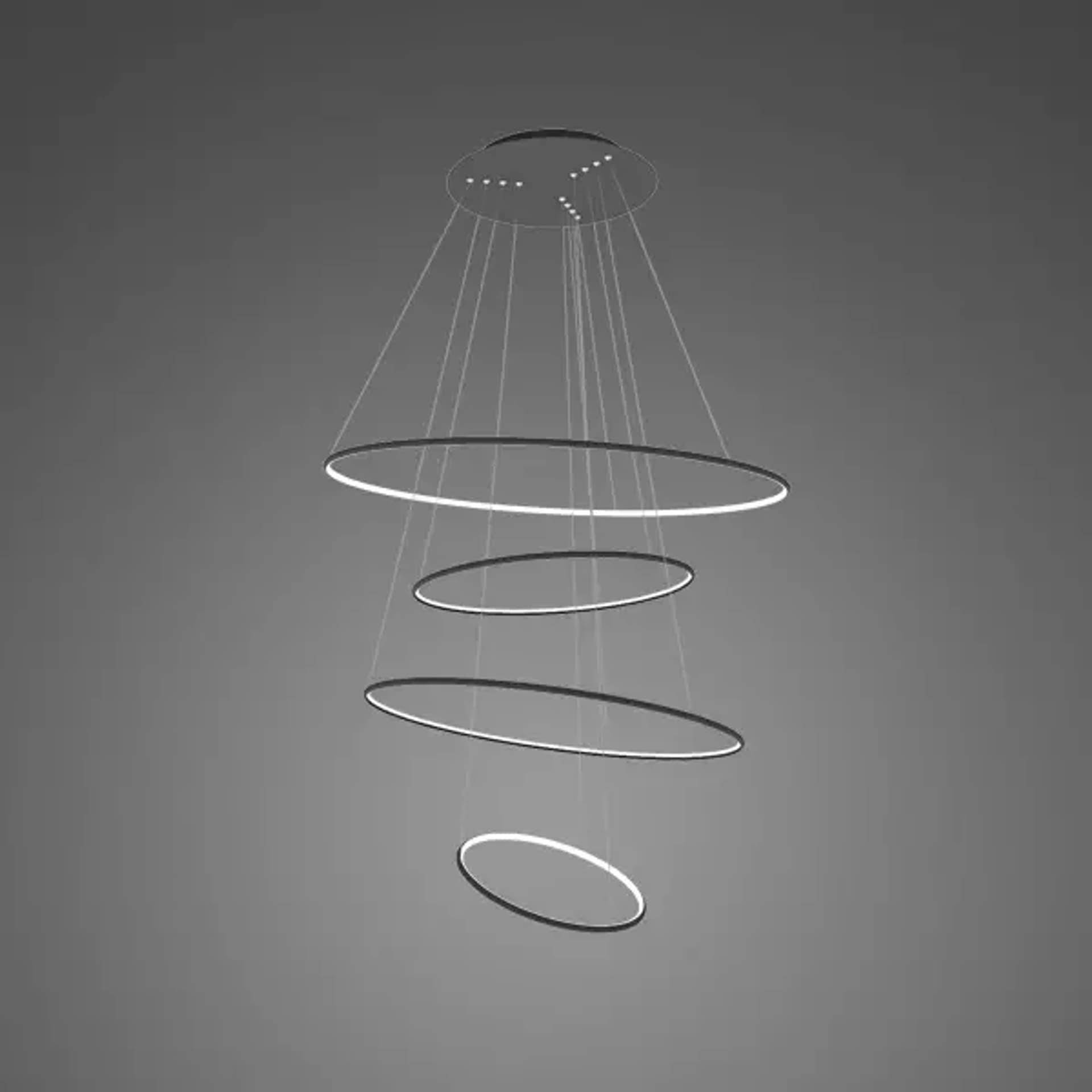 Lampa wisząca Ledowe okręgi No.4 Φ100 cm czarna 4k Altavola Design (Barwa światła barwa dzienna, Kierunek padania światła do wewnątrz, Kolor Czarny, Możliwość ściemniania nie)
