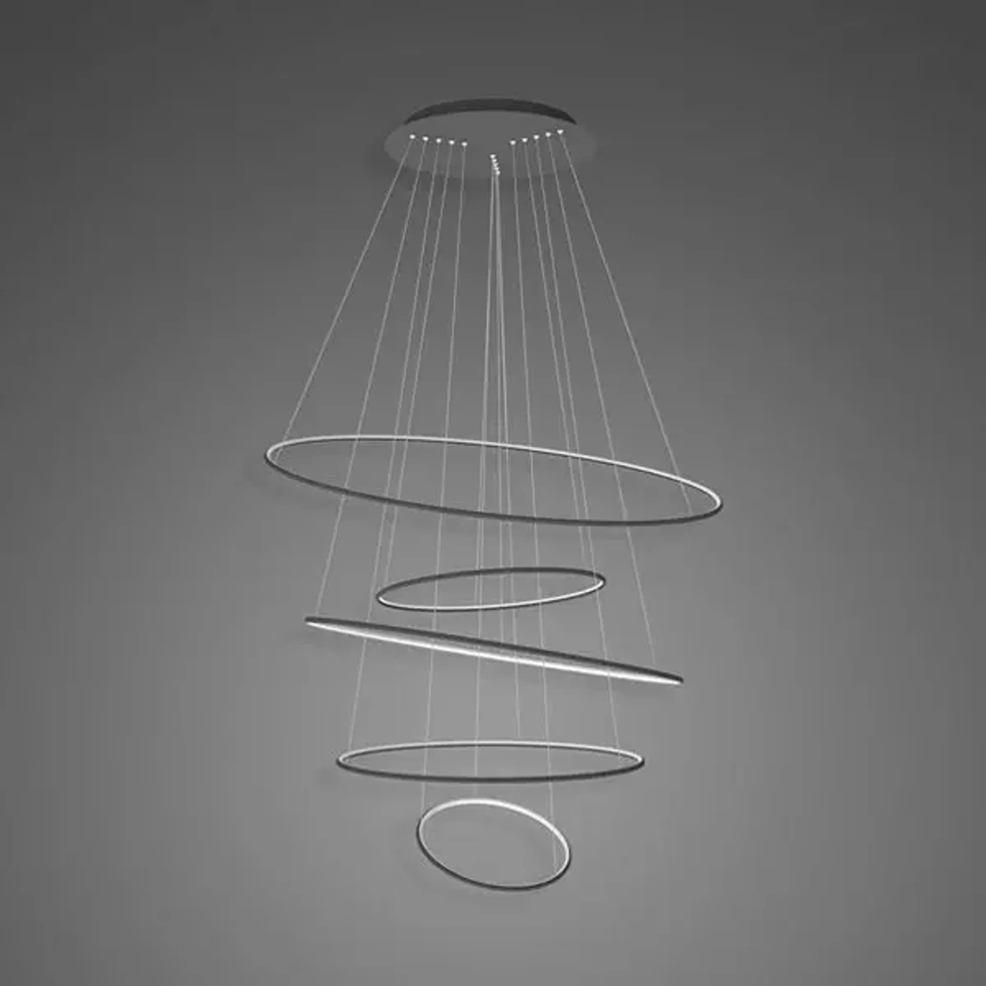 Lampa wisząca Ledowe okręgi No.5 Φ120 cm  3k czarna Altavola Design (Barwa światła delikatnie ciepła, Kierunek padania światła do wewnątrz, Kolor Czarny, Możliwość ściemniania nie)