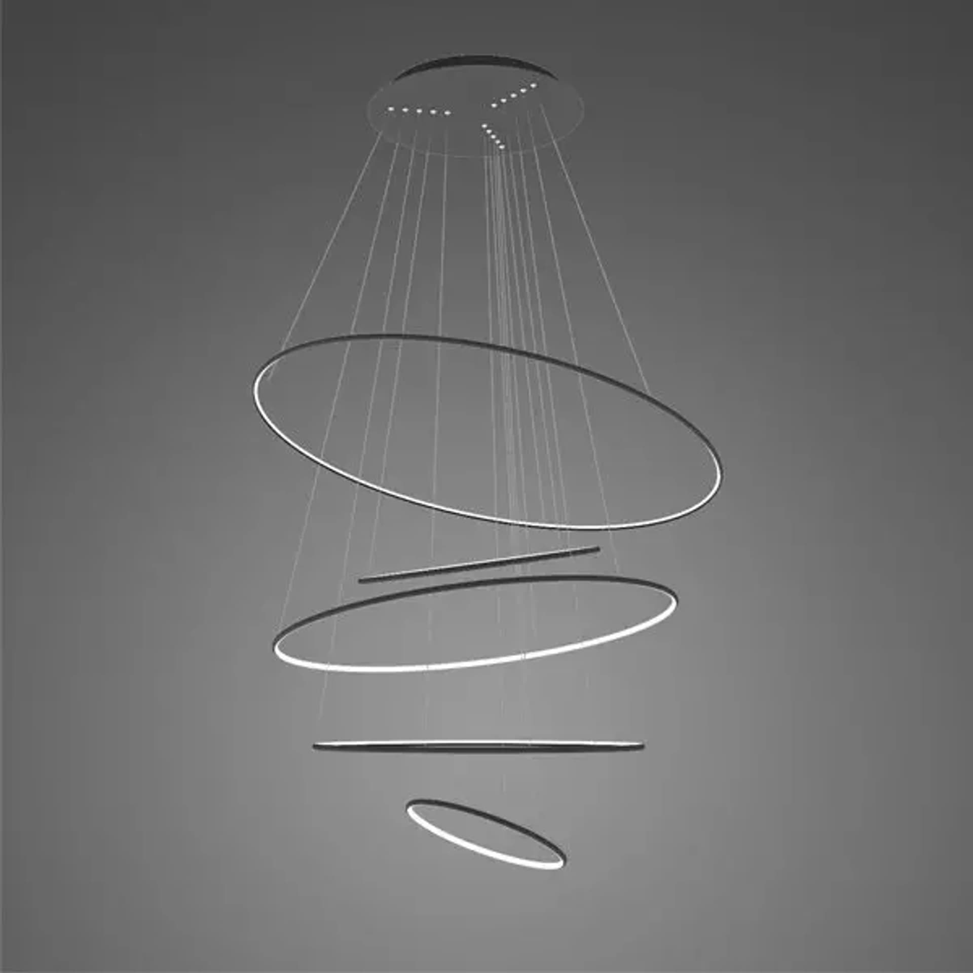 Lampa wisząca Ledowe okręgi No.5 Φ150 cm 3k czarna Altavola Design (Barwa światła delikatnie ciepła, Kierunek padania światła do wewnątrz, Kolor Czarny, Możliwość ściemniania nie)