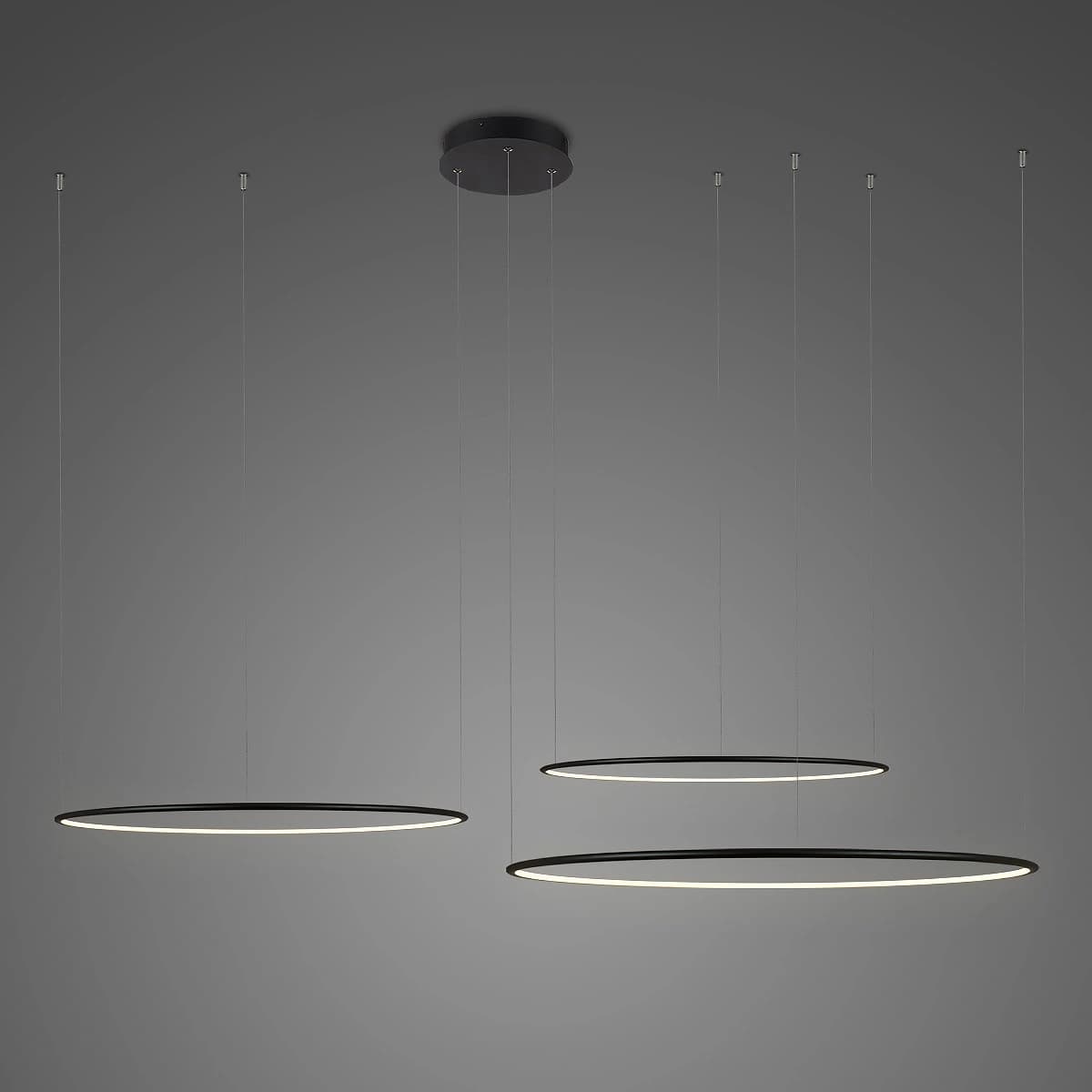 Lampa wisząca Ledowe Okręgi No.3  Φ100 cm in 3k  czarna  Altavola Design (Barwa światła delikatnie ciepła, Kolor Czarny, Możliwość ściemniania nie)