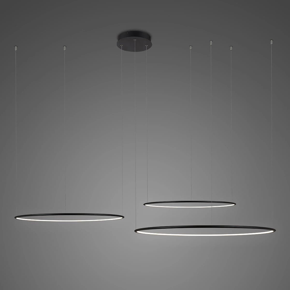 Lampa wisząca Ledowe Okręgi No.3 Φ120 cm in 3k czarna Altavola Design (Barwa światła delikatnie ciepła, Kierunek padania światła do wewnątrz, Kolor Czarny, Możliwość ściemniania nie)