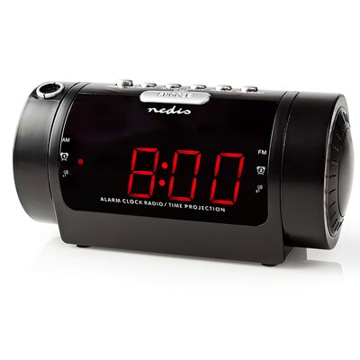 Nedis CLAR005BK - Radiobudzik z wyświetlaczem LED i projektorem 230V