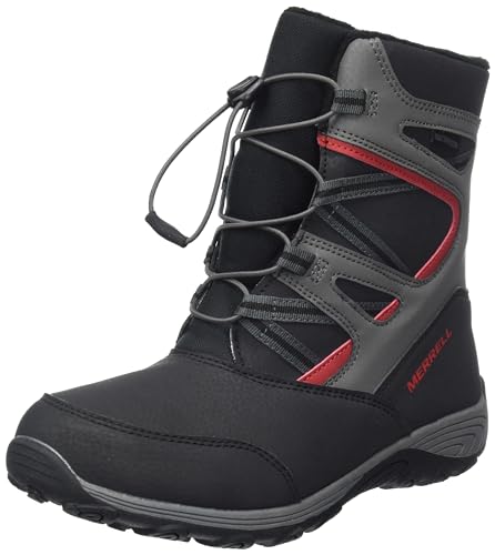 Merrell Chłopięce Outback Snow Boot 2.0 Wtrpf śniegowce, szaro-czarne, czerwone, 43 EU, Grey Black Red, 43 EU